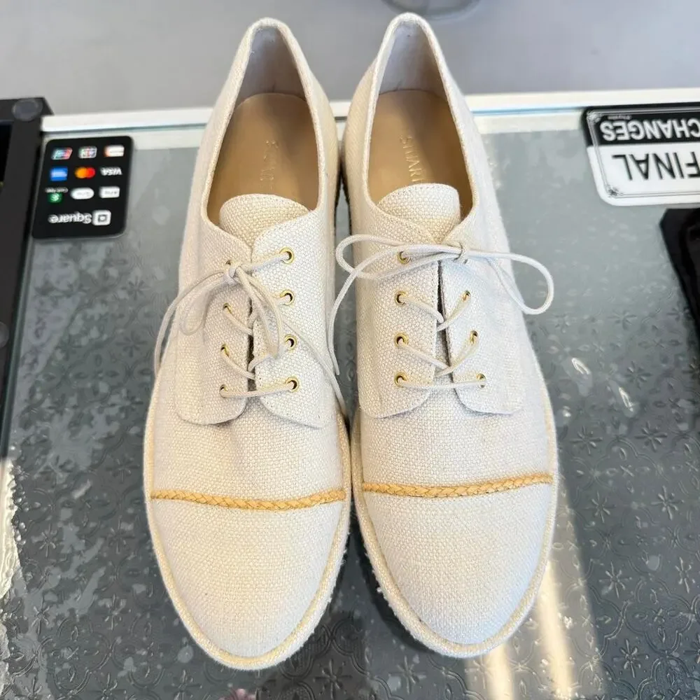 Stuart Weitzman Ivory Canvas Platform Size 8.5